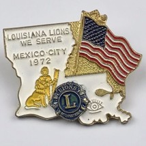 Louisiana Lions Club We Serve Mexico City 1972 Vintage Pin - £7.95 GBP
