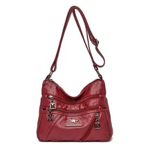 Retro Multi-pocket Women Soft Leather Luxury Handbags Purses Female Bags Designe - £28.04 GBP