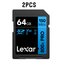 2-Pack Lexar 64GB High-Performance 800x PRO UHS-I SDXC Memory Card 150MB/s - New - £17.63 GBP