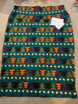 LuLaRoe Cassie Pencil Skirt Womens Sz L Aztec Triangle Geometric Green Print NWT - £8.85 GBP