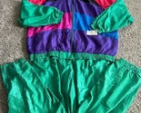 Vintage 80’s Laura Katherine Tracksuit Color Block Crinkle Size 20W Unisex - $56.09