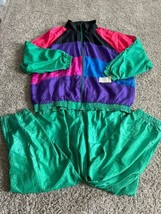 Vintage 80’s Laura Katherine Tracksuit Color Block Crinkle Size 20W Unisex - £43.80 GBP