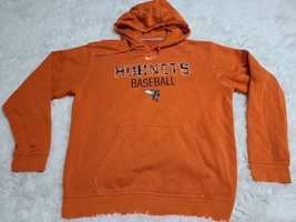 NIKE Embroidered Center Swoosh Hoodie L/XL? Orange HORNETS BASEBALL - £25.53 GBP