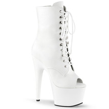 Sexy Stripper Platform Peep Toe 7&quot; High Heel White Ankle Boots ADO1021/W... - $59.95