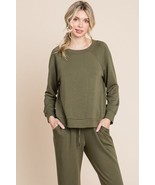 Super Lady Round Neck Raglan Sleeve Top and Pants Lounge Set - $41.10