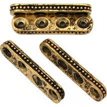 Bali Spacer Four Hole Antique Gold Plated Beads 31mm 16 Grams 4Pcs Approx. - £5.35 GBP