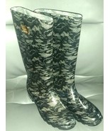 Nicole Miller New York Rain Boots- Black Lace Print-Wellies Muck Womens ... - £23.51 GBP