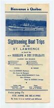 Sightseeing Boat Trips St Lawrence Brochure Quebec 1950's Roseline Duc D... - $17.82