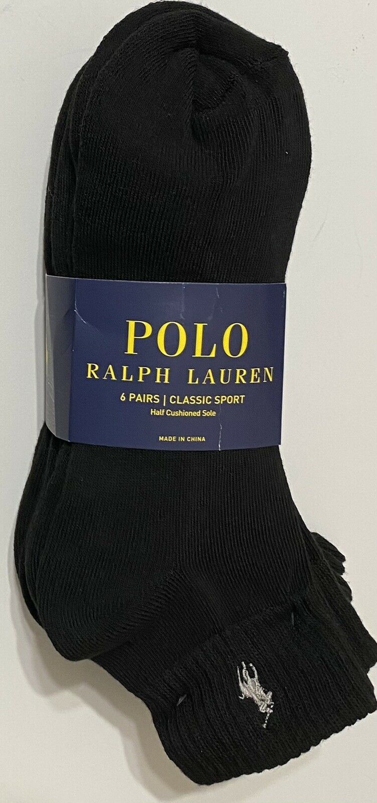 Men 10-13 Polo Ralph Lauren Black Gray Quarter Stretch Sport Socks 6 Pairs Pack - $29.99