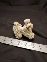 Vintage 1950s Spaghetti French Poodle Figurine White Ceramic Gold Collar Playful - £21.07 GBP