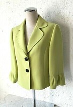 Tahari Short Blazer Chartreuse Bell Sleeve Two-Button Lined Blazer - Wom... - $28.45
