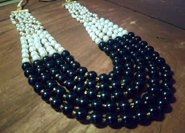 Indian Joharibazar GoldPlated Kundan 5 Layer Mala Haar Rani Black Jewelry Set - £19.14 GBP
