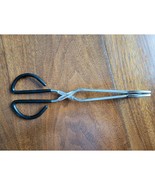 Vintage 10&quot; Black Rubber Handle Stainless Steel Tongs - Taiwan - $11.87