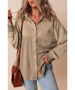 Goat Mineral Wash Textured Patchwork Loose Fit Shacket - $667.78 MXN