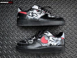 Nike Air Force 1 Storm Trooper Shoes Men Sz 9.5 Triple Black Sneakers 31... - £77.39 GBP