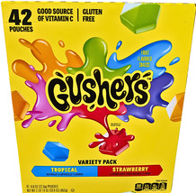 Gushers Strawberry &amp; Tropical Variety Pack Snacks 42 Packs x 0.8 Oz - $24.49