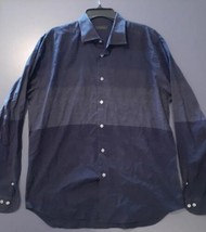 Saks Fifth Avenue Shirt Mens Sz L Casual Navy Polka Dot Long Sleeve Butt... - $18.69