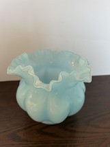 vintage sky blue carnival glass plant  vase or candy dish. - £26.77 GBP