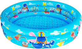 Kiddie Pool for Toddler 3 Rings, 48”X12”, Kids Swimming Pool, Inflatable Baby Ba - £30.02 GBP