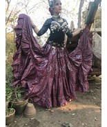 Limited Edition Burgundy Silver Assuit Print DeLuxe 25 Yd ATS Gypsy Trib... - $2,393.19 MXN