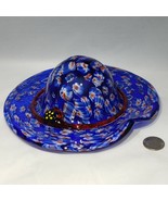 Studio Art Glass Hand-Blown Millifiori Hat Shaped Art Piece Blue Red 8&quot; ... - £20.80 GBP