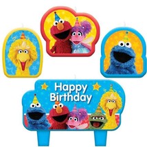 Sesame Street  Birthday Molded Cake Topper Candle Set 4 Piece Set Elmo B... - $91.49 MXN
