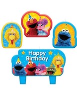 Sesame Street  Birthday Molded Cake Topper Candle Set 4 Piece Set Elmo B... - $6.94 CAD