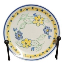 Gibson Designs Confetti Floras Salad Plate 6 ¾”D Blue Yellow Flowers Dots - £7.82 GBP