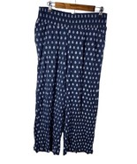 Garnet Hill Pants 8 Gauzy Block Print Blue Cover Up Swim Resort Cruise C... - $50.81 CAD