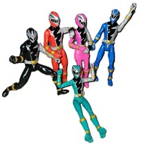 Power Rangers Set of 5 Black Red Pink Blue Green Figures - £25.30 GBP