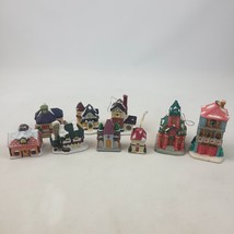 Lot of 9 Mini Christmas Village Houses Ceramic Resin Post Office Church ... - $646.35 MXN