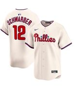 Kyle Schwarber#12 Phillies Alt Cream Men's Replica Jersey - All Stitched - $49.99