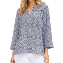 Fever Womens Textured Top Size XX-Large Color Blue Mosaic - £19.83 GBP