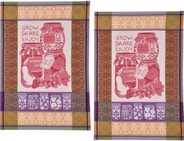 Set Of 2 Jacquard Tea Towels(18&quot;x28&quot;)MASON Jar Jams Jellies,Grow,Share,Enjoy,Kdd - £10.94 GBP