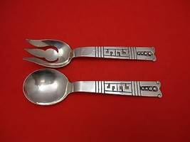 Mexico Sterling Silver Salad Serving Set 9 1/2&quot; 2pc Hector Aguilar? Modernist - £1,181.44 GBP