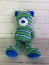 Baby Ganz Knitties Bear Striped Stripes Blue Green White Plush Stuffed Animal - £41.56 GBP