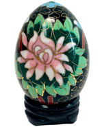 Floral Wood Egg w/Bright Flowers, Handmade w/Original Stand &quot;MINT&quot;. - $20.10 CAD