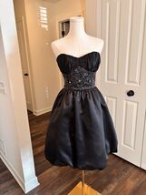Betsey Johnson Evening Black Strapless Beaded Cocktail Dress Bubble Hem ... - $93.10