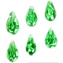 6 Green Lampwork Glass Pendant Bead Teardrop Flower - £14.90 GBP