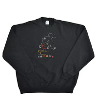 Vintage Mickey Mouse Sweatshirt Mens XL Black Velva Sheen USA Made Disney Crew - £23.84 GBP