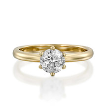 6 Zacken Solitaire Verlobungsring 1ct Moissanit Diamant 14k Gelb Vergoldet - £81.30 GBP