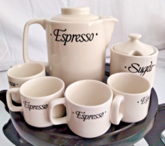 Espresso Set Of 6 Pot, Sugar &amp; 4 Demitasse cups by Macy&#39;s - £22.60 GBP
