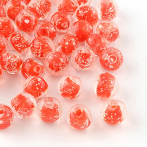 10 Glow In The Dark Glass Beads 8mm Lampwork Red Orange Jewelry Making Supplies  - £8.08 GBP