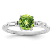 Sterling Silver Peridot &amp; Cubic Zirconia Right Hand Ring Sz 8 - £40.94 GBP