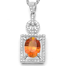 1.7CT Oval Azotic Topaz and Diamond Vintage Style Necklace in Platinum Over Ster - £44.27 GBP