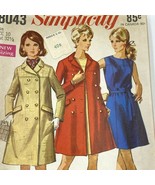 Vintage Simplicity Sewing Pattern 8043 Double Breasted Coat and Dress UN... - £10.93 GBP