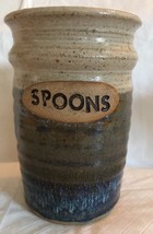 Bear Hills Pottery Art Spoon Holder Cooking Utensil Jar Kitchen Decor 7” Tall - £19.97 GBP