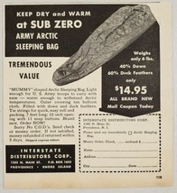 1946 Print Ad Mummy Sub Zero Army Arctic Sleeping Bags Interstate Providence,RI - £7.76 GBP