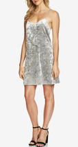 NWT Women&#39;s CeCe &quot;Mia&quot; Silver Crushed Velvet Slip Dress Sz 10 - £31.64 GBP