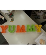Y-U-M-M-Y MELAMINE YUMMY SNACK DISH SET YELLOW LIME ORANGE chips candy  - $24.99
